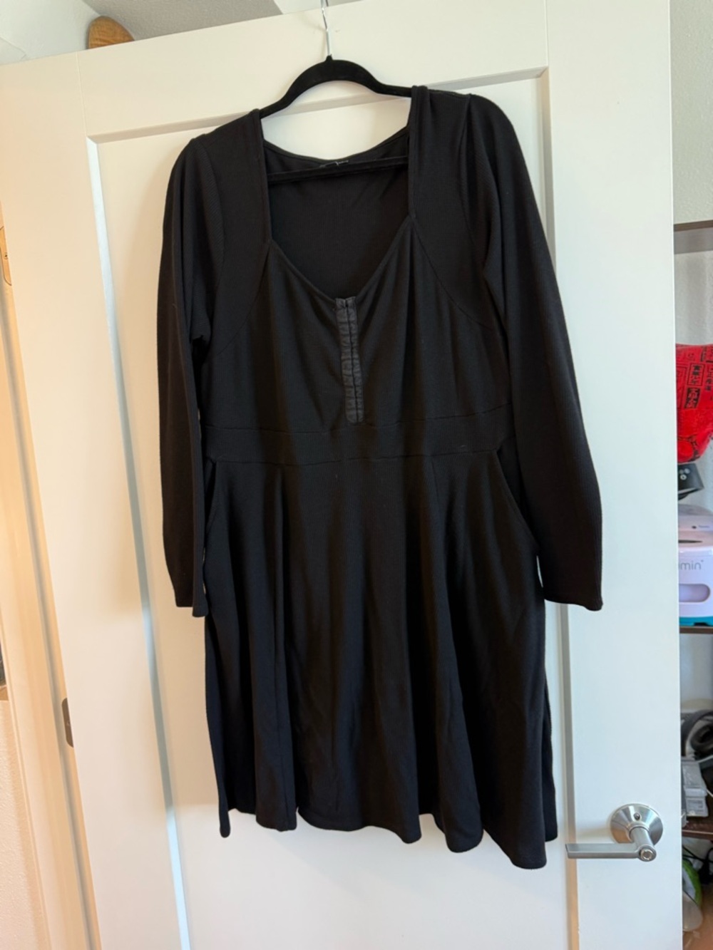 torrid Black Long-Sleeve waffle fabric dress torrid size 2 - Picture 3 of 7